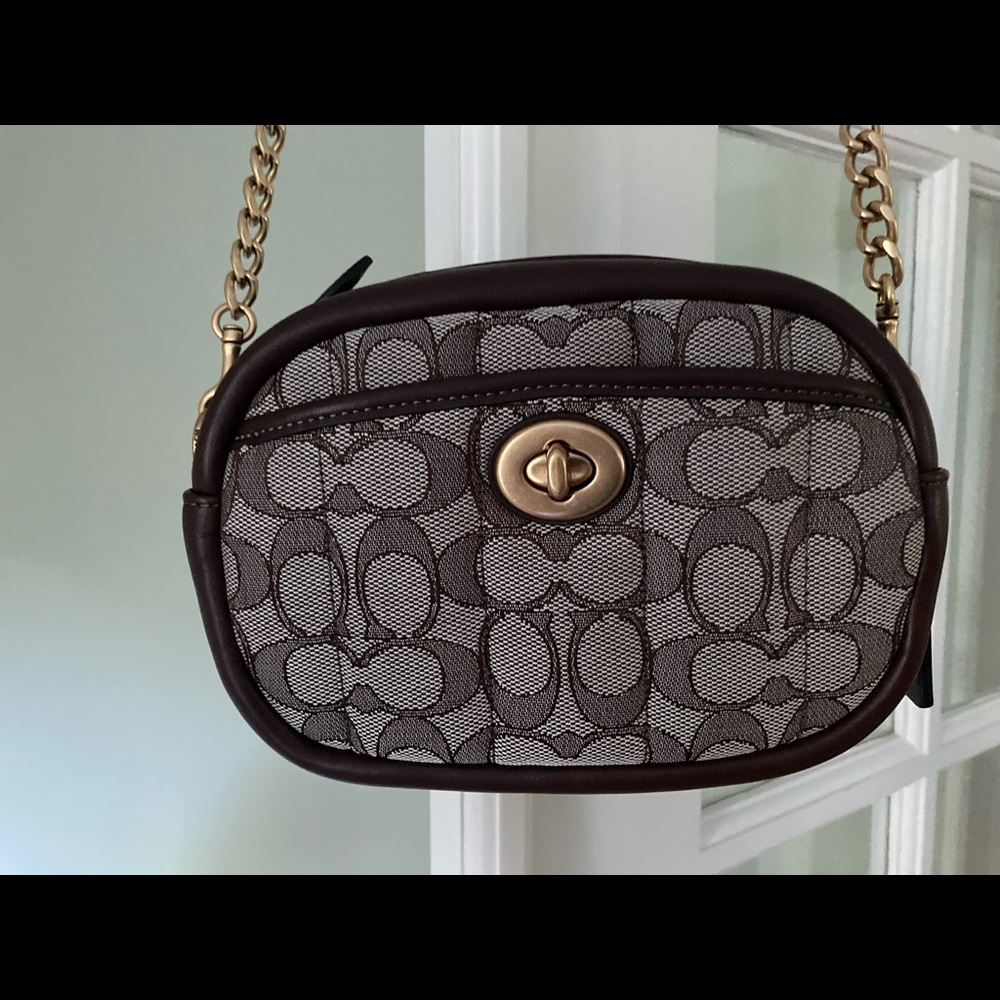 Coach Brown and Beige Signature Crossbody Bag - Picture 3 of 7